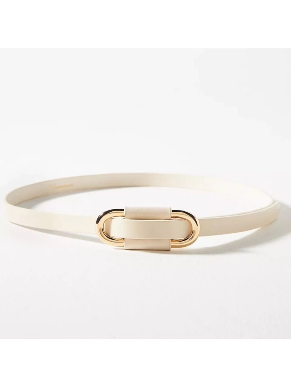 Anthropologie Blake Skinny Cream Leather Slim Belt XS NWT